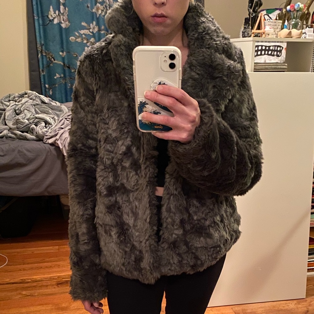 Grey Faux Fur Coat
